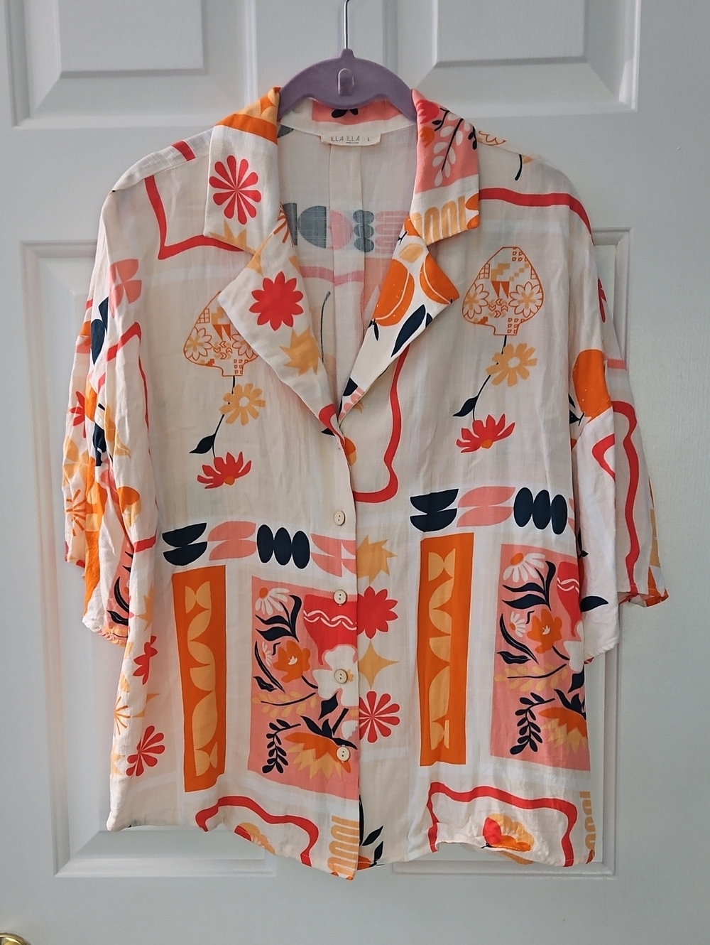 ILLA ILLA Button-Front Shirt with Tropical Sanibel Design